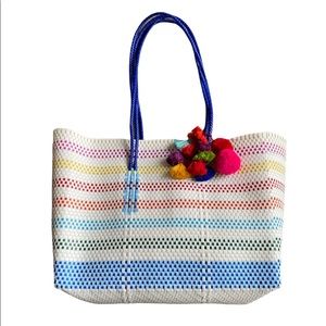 Anthropologie Multi Color Plastic Beach Summer Tote Bag NWT